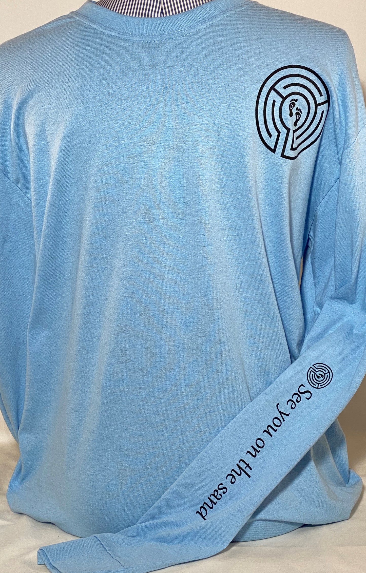 "See you on the sand" Light Blue Long-sleeved T-shirt