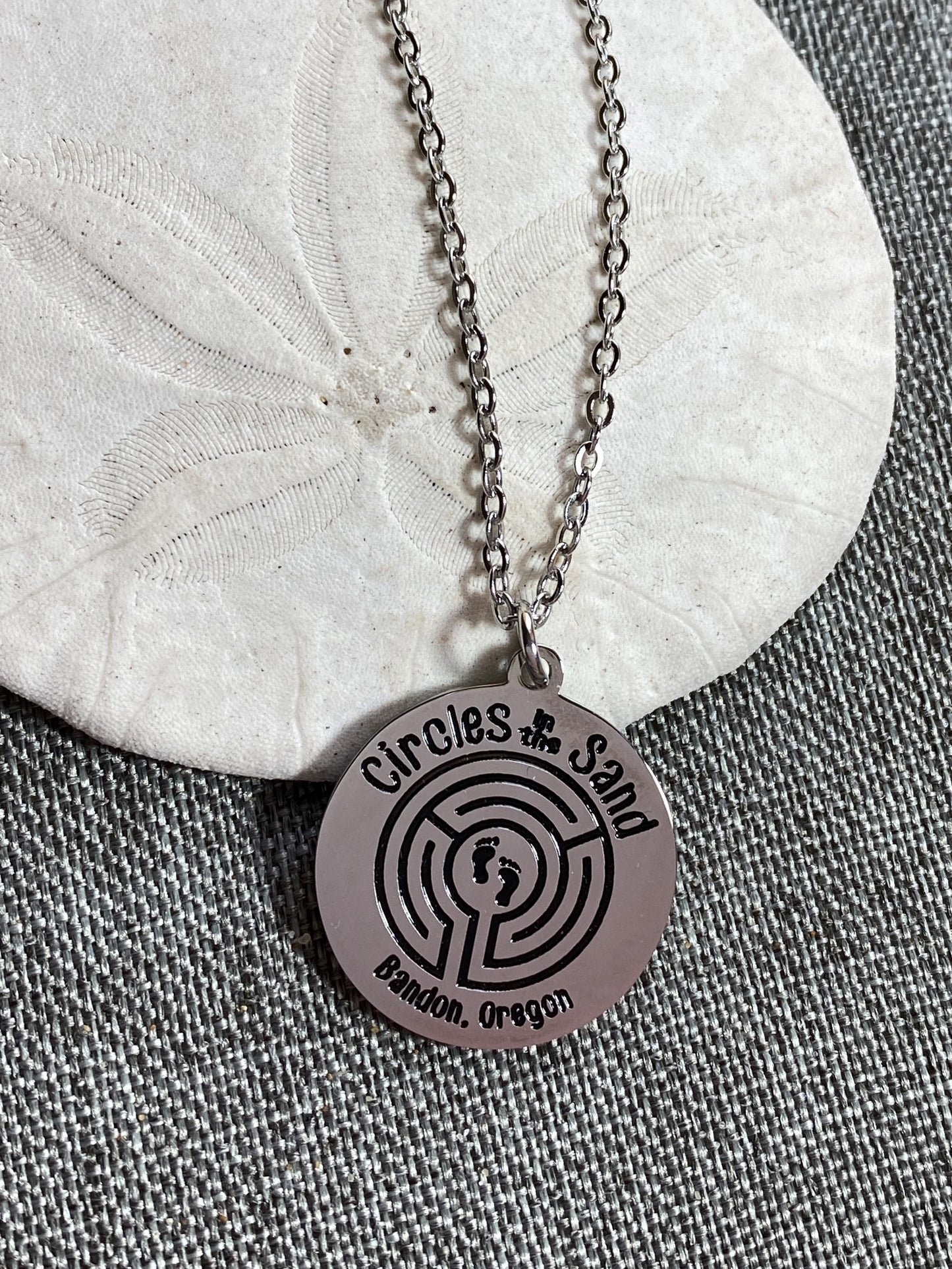Silver Circles in the Sand Logo Necklace