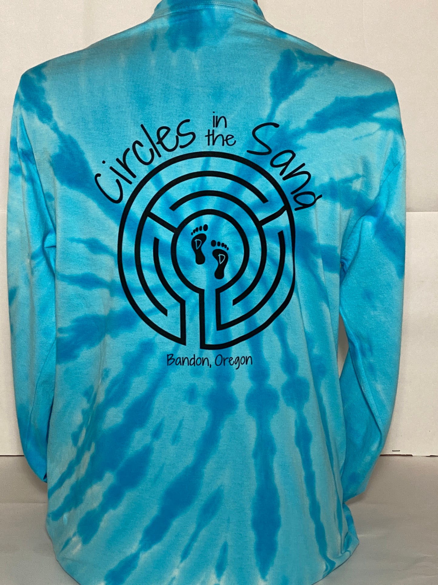 "See you on the sand" Tie-dyed Turquoise Unisex Long-sleeved T-shirt