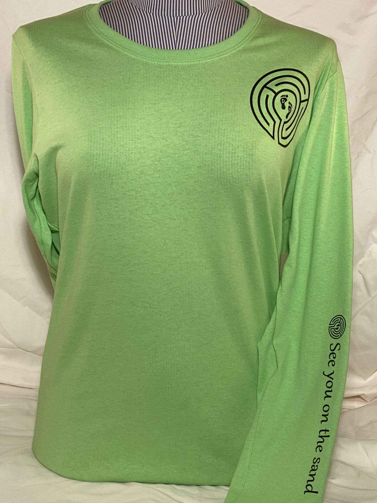 "See you on the sand" Lime Ladies Long-sleeved T-shirt
