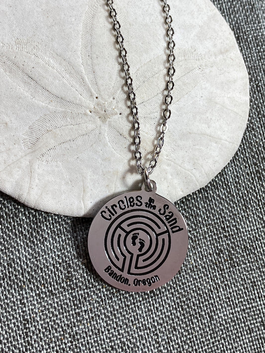 Silver Circles in the Sand Logo Necklace 